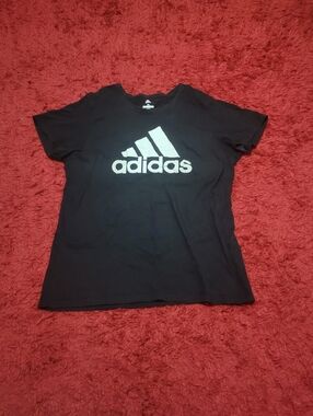 Black Adidas logo tee womens size XL